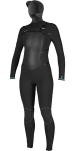 2021 O'Neill Womens Psycho Tech+ 6/4mm Chest Zip Hooded Wetsuit 5368 - Black