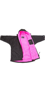 2021 Dryrobe Advance Junior Long Sleeve Premium Outdoor Changing Robe / Poncho DR104 - Black / Pink