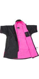 2022 Dryrobe Advance Short Sleeve Premium Outdoor Changing Robe / Poncho DR100 - Black / Pink