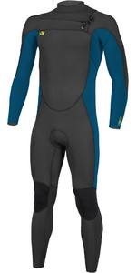 2022 O'Neill Youth Ninja 4/3mm Chest Zip Wetsuit 5476 - Black / Ultra Blue