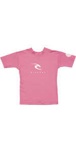 2022 Rip Curl Grom Corp Short Sleeve UV Rash Vest WLY3DO - Pink