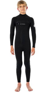 2023 Rip Curl Junior Dawn Patrol 4/3mm Chest Zip Wetsuit WSM5LB - Black