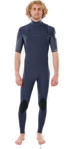 2021 Rip Curl Men Dawn Patrol Eco Chest Zip 2mm Short Sleeve Wetsuit WSM9YV - Slate