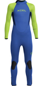 2023 Xcel Junior Axis 4/3mm Back Zip Wetsuit KN43AXG0F - Blue / Lime