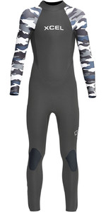 2022 Xcel Junior Axis 4/3mm Back Zip Wetsuit KN43AXG0G - Graphite / Snow Camo