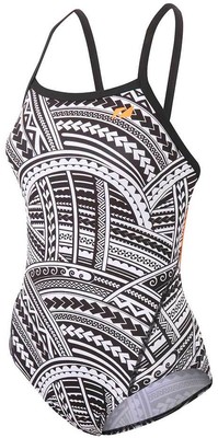 2024 Zone3 Womens Kona Speed Strap Back Swim Costume SW21WCSBKS101 - Black / White