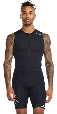 2023 2XU Mens Aero Sleeved Trisuit MT6437d - Black / White