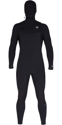 2022 Billabong Mens Furnace Comp 4/3mm Hooded Chest Zip Wetsuit F44M29 - Black