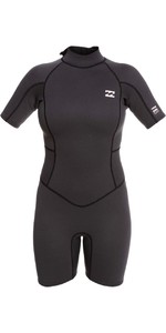 2022 Billabong Womens Launch 3/2mm Back Zip Shorty Wetsuit Z42G91 - Black