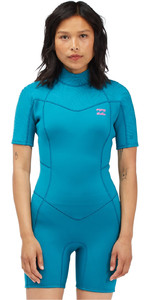 2022 Billabong Womens Synergy 2mm Back Zip Shorty Wetsuit C42G58 - Blue Lagoon