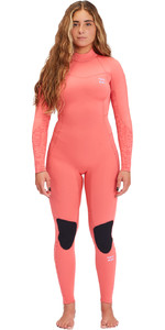 2023 Billabong Womens Synergy 4/3mm Back Zip Wetsuit F44F38 - Vintage Coral