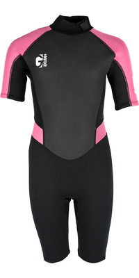2023 Gul Junior G-Force 3mm Back Zip Shorty Wetsuit GF3308-B7 - Black / Pink