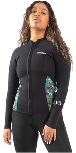 2022 Gul Womens Luna7 Front Zip Wetsuit Jacket LA6301-C1 - Black / Jungle
