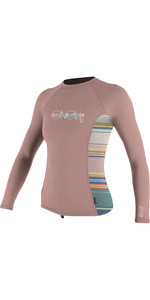 2022 O'Neill Girls Premium Skins Long Sleeve Rash Guard 4176 - Peony / Baja Stripe