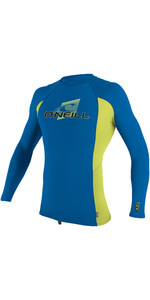 2022 O'Neill Youth Premium Skins Long Sleeve Rash Vest 4174 - Ocean / Electric Lime