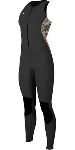 2022 O'Neill Womens Bahia 1.5mm Front Zip Sleeveless Wetsuit 4860 - Black / Twiggy / Tea Rose