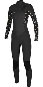 2023 O'Neill Womens Epic 5/4mm Chest Zip Wetsuit 5371 - Black / Cindy Daisy