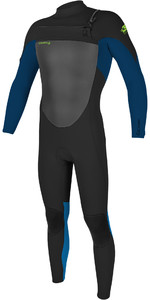 2023 O'Neill Youth Epic 4/3mm Chest Zip Wetsuit 5358 - Black / Deepsea / Baliblue
