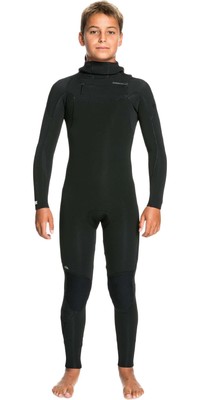 2023 Quiksilver Boys Everyday Sessions Hooded 4/3mm GBS Chest Zip Wetsuit EQBW203006 - Black