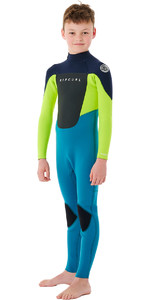 2023 Rip Curl Junior Omega 3/2mm GBS Back Zip Wetsuit 114BFS - Navy