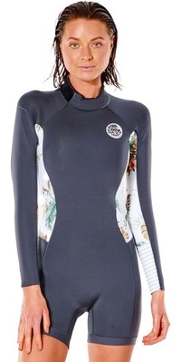 2022 Rip Curl Womens Dawn Patrol Eco 2mm Long Sleeve Shorty Wetsuit 115WSP - Charcoal
