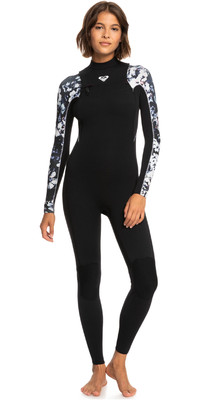 2023 Roxy Womens Elite XT 4/3mm Chest Zip Wetsuit ERJW103134 - True Black / Flowers