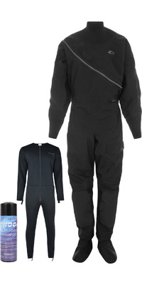 2022 Typhoon Womens Ezeedon Front Zip Drysuit & Underfleece 100192 - Black / Grey