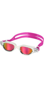 2022 Zone3 Venator-X Swimming Goggles SA21GOGVE114 - White / Silver / Polarized Revo Pink Lens