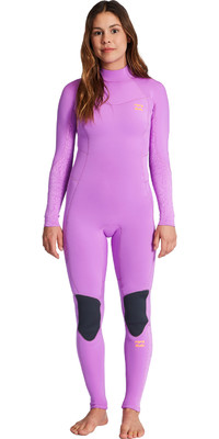 2024 Billabong Womens Synergy 4/3mm Back Zip Wetsuit ABJW100133 - Bright Orchid