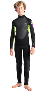 2023 C-Skins Junior Element 3/2mm Back Zip Wetsuit C-EL32STJ - Black / Lime