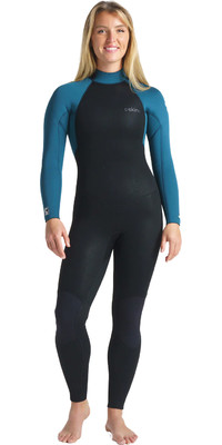 2024 C-Skins Womens Surflite 5/4/3mm Back Zip Wetsuit C-SL54WBZ - Black / Blue Marine / White