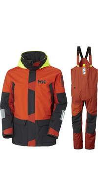 2023 Helly Hansen Newport Sailing Jacket & Trouser Combi Set 3426734282 - Canyon / Patrol Orange