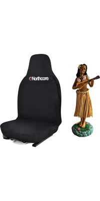 2024 Northcore Waterproof Car Seat Cover & Hawaiian Hula Dashboard Doll Bundle NCHW - Black