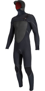 2023 O'Neill Mens Psycho Tech 6/4mm Hooded Chest Zip Wetsuit 5545 - Black