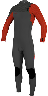 2023 O'Neill Youth Hyperfreak 5/4mm+ Chest Zip GBS Wetsuit 5381 - Raven / Fire Red