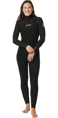 2023 Rip Curl Womens Dawn Patrol 4/3mm Chest Zip Wetsuit 14TWFS - Black