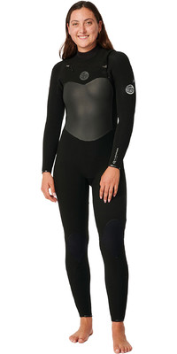 2024 Rip Curl Womens Flashbomb 4/3mm Chest Zip Wetsuit 14FWFS - Black