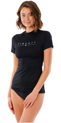 2023 Rip Curl Womens Golden Rays Short Sleeve UV Rash Vest 131WRV - Black