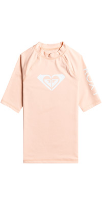 2023 Roxy Girls Whole Hearted Short Sleeve Rash Vest ERLWR03230 - Tropical Peach