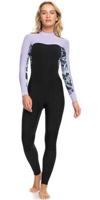 2024 Roxy Womens Swell Series 4/3mm GBS Back Zip Wetsuit ERJW103124 - Anthracite Splash