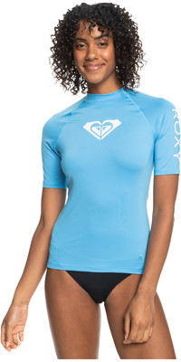 2023 Roxy Womens Whole Hearted Short Sleeve Rash Vest ERJWR03548 - Azure Blue
