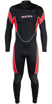 2024 Xcel Mens Infiniti Solution 3/2mm Chest Zip Wetsuit MN320ZA2B - Black / Red
