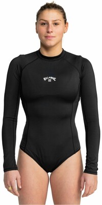 2024 Billabong Womens Tropic Bodysuit UV50 Long Sleeve One-piece Swimswuit EBJX100102 - Black Pebble