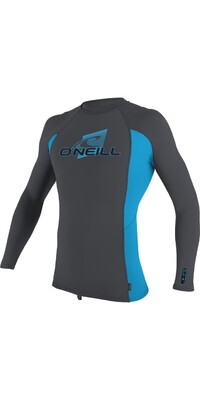 2024 O'Neill Youth Premium Skins Long Sleeve Rash Vest 4174 - Graphite / Sky