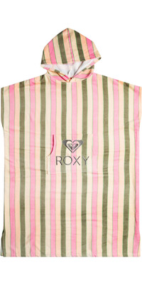 2024 Roxy Womens Stay Magical Printed Towel Poncho ERJAA04262 - Agave Green Very Vista Stripe