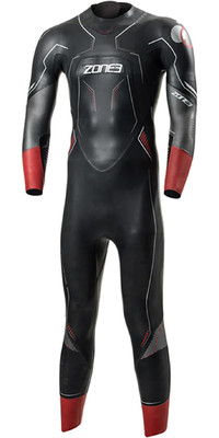 2024 Zone3 Mens Aspire Back Zip Swim Wetsuit WS22MASP101 - Black / Red