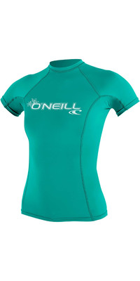 2023 O'Neill Womens Basic Skins Short Sleeve Crew Rash Vest 3548 - Light Aqua