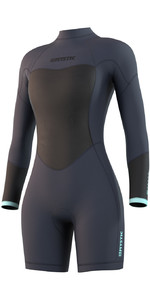 2021 Mystic Womens Brand 3/2mm Long Sleeve Shorty Wetsuit 210322 - Night Blue