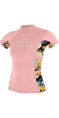 2023 O'Neill Girls Premium Skins Short Sleeve Rash Vest 4175 - Peony / Demi Floral
