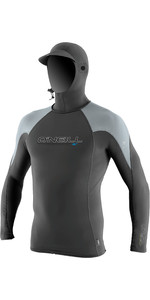 2023 O'Neill Mens Premium Skins O'Zone Long Sleeve Hooded Rash Vest 4951 - Graphite / Cool Grey / Ocean